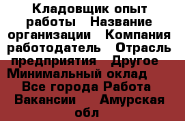 Кладовщик опыт работы › Название организации ­ Компания-работодатель › Отрасль предприятия ­ Другое › Минимальный оклад ­ 1 - Все города Работа » Вакансии   . Амурская обл.